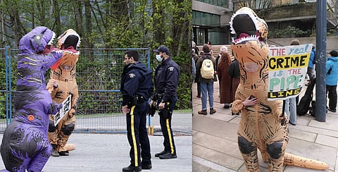 Two BC women jailed for T-Rex pipeline stunt