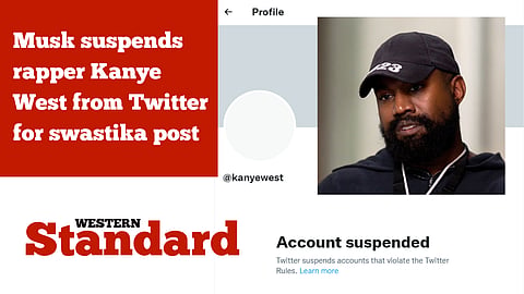 Musk suspends rapper Kanye West from Twitter for swastika post