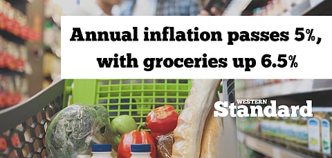 Annual inflation passes 5%, with groceries up 6.5%
