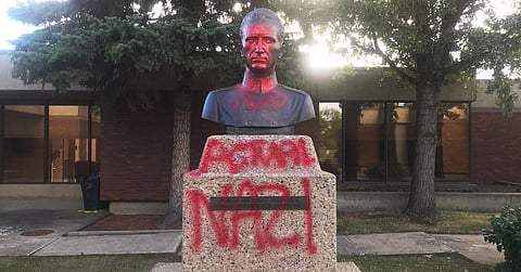 Alberta far left-wing journalist charged for alleged vandalism of Ukrainian statue