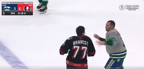WATCH: New York police and firefighters brawl in a charity hockey game