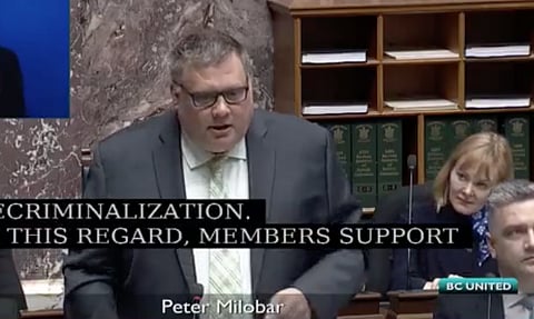 WATCH: BC United MLA demands government limit open drug use