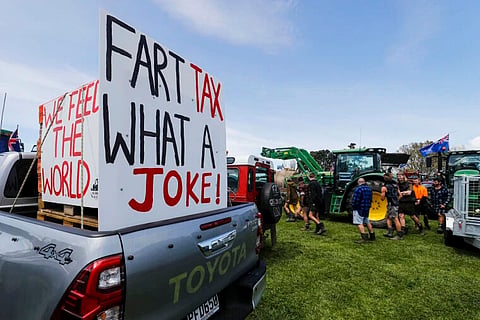 New Zealand farmers hit the streets to protest taxing cow burps and farts