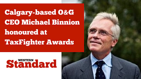 Calgary-based O&G CEO Michael Binnion honoured at TaxFighter Awards