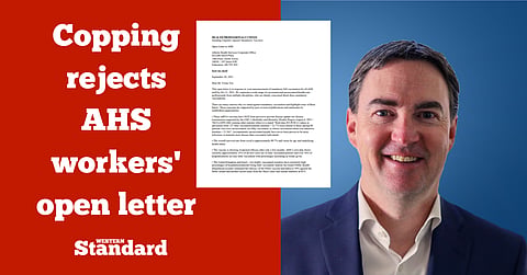 Copping rejects AHS workers open letter