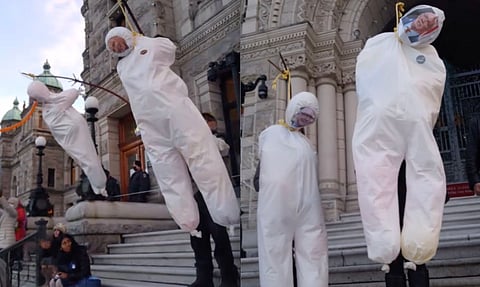 Magazine blamed for hanging effigies of BC politicians says it played no part