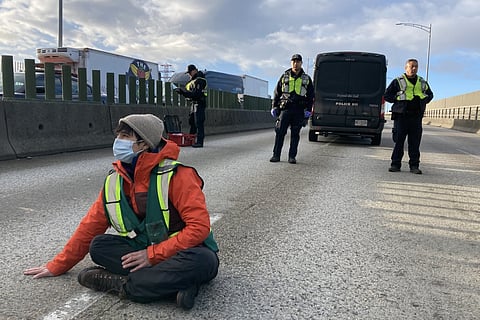 Old-growth logging protesters arrested for blocking traffic in Vancouver and Victoria