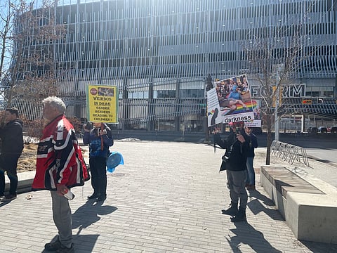 Twenty people protest against drag event at Calgary library
