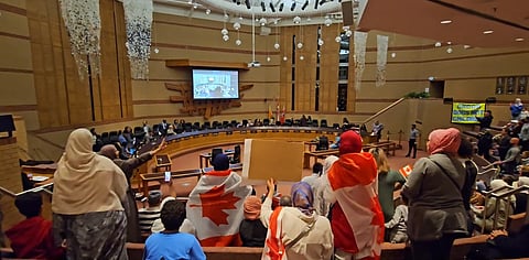 ‘Shame on you’: Peel school board trustees walk out as parents protest gender identity motion