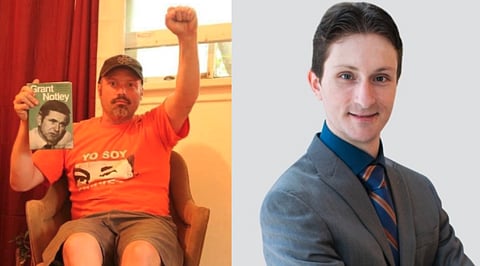 Notley Communist supporter, NDP candidate storm Smith's Calgary press conference