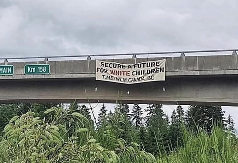 'White Lives Matter' activists hang banner in Campbell River