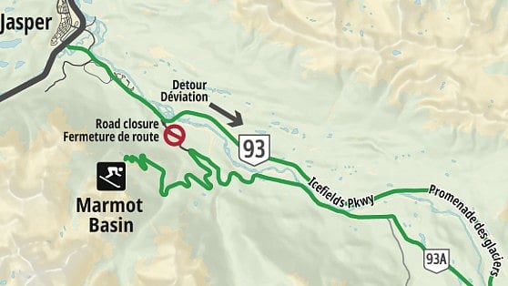 Hwy. 93A closed near Jasper after washout and rockfall trigger slope ...