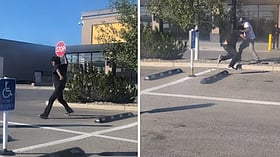 WATCH: Teen throws rock at truck outside Lethbridge No Frills — suffers the consequences